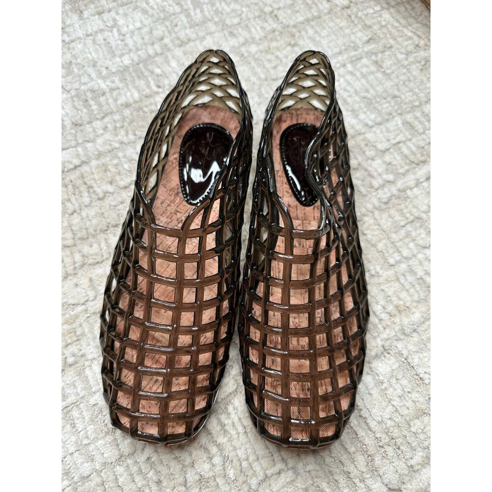 Black Jelly Mesh Ballet Flats for Women Clear Hollow Jellies Flat Sandals - Picture 6 of 8